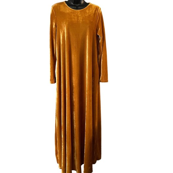 Boutique Dresses & Skirts - Maxi Dress Small Gold Velour Long Sleeve